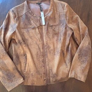 Coco + Carmen Distressed Tan Leather Jacket